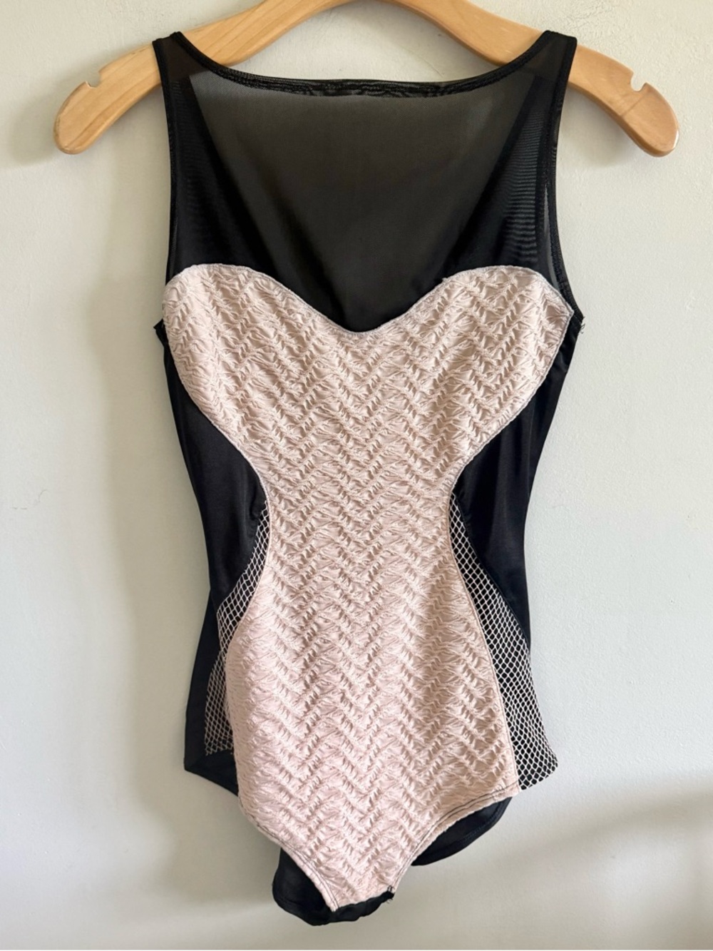 ASOS Black and Nude Mesh Panel Hourglass Illusion Bodysuit Romper | Size 2